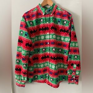 DC Batman Christmas Ugly Sweater Button Long Sleeve Shirt